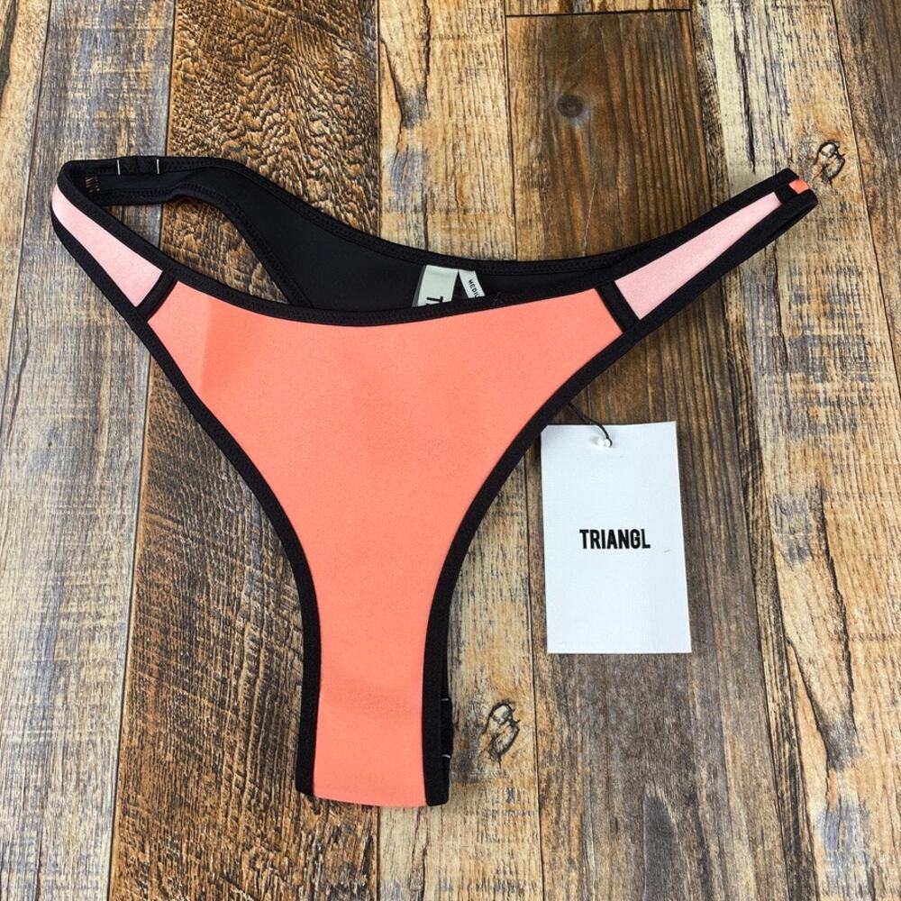 Triangl Women's Medium Poppy Peach Sorbet 100% Neoprene Bikini Bottoms w/ Case